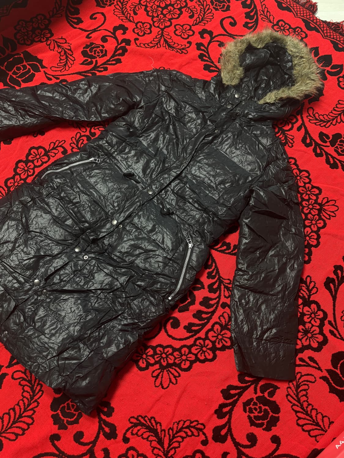 Vintage 00's Grunge Punk Fur hood coat 상품이미지3