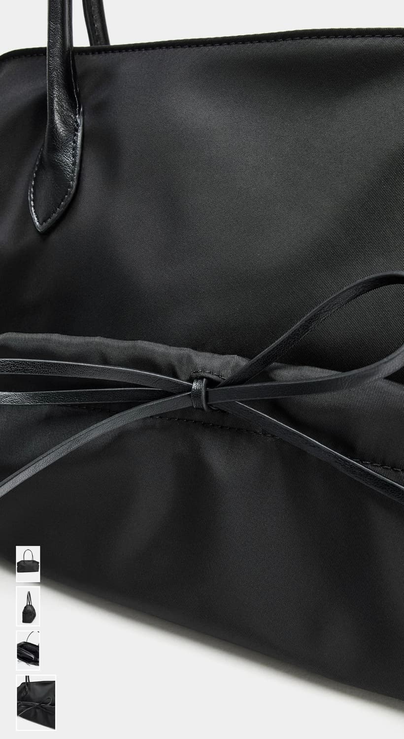 새제품) 자라 숄더백 리본 장식 길쭉한 토트백 상품이미지5