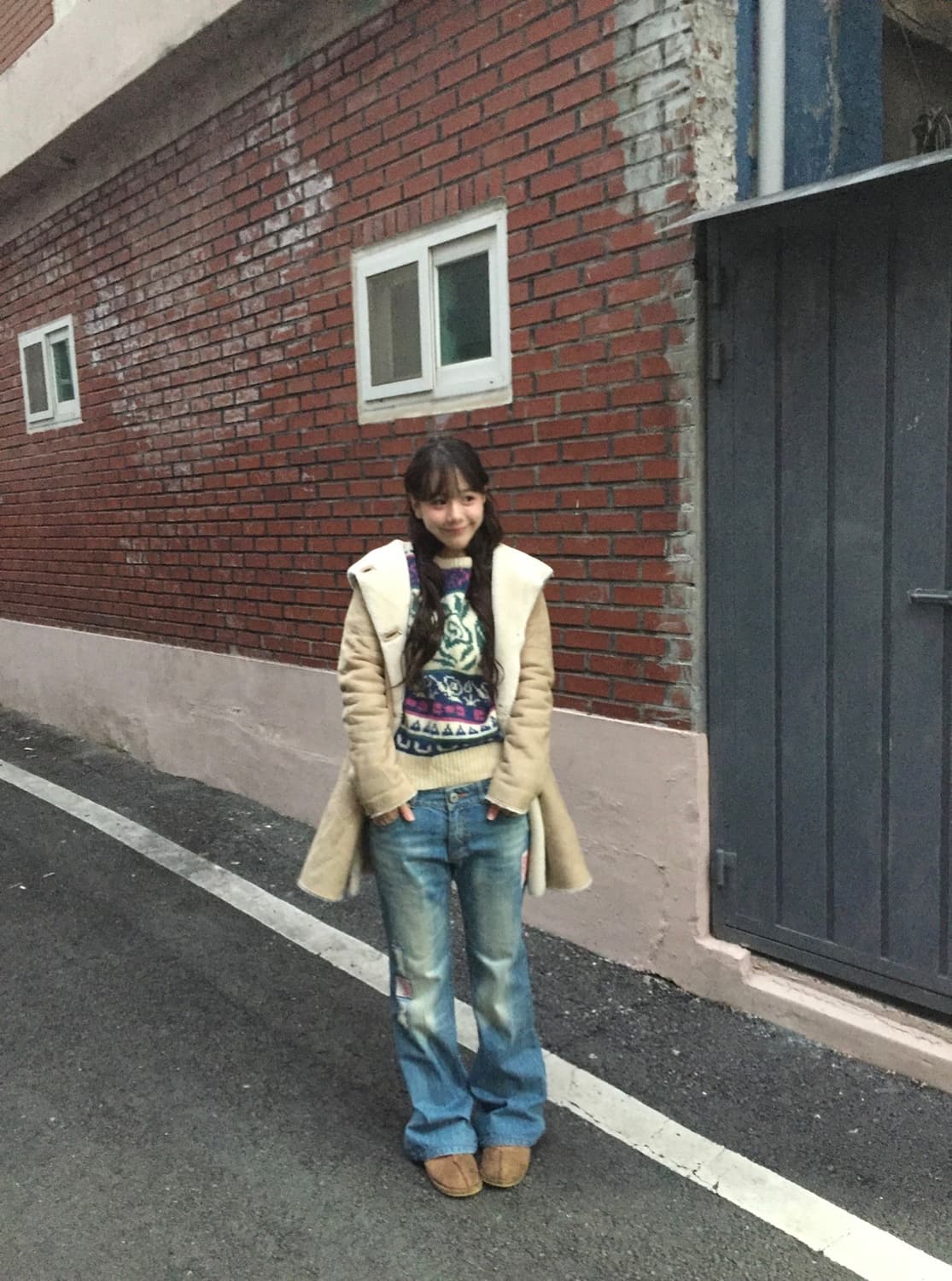 베이지코트 퍼코트 패치청바지 니트 울니트 빈티지세트 상품이미지1