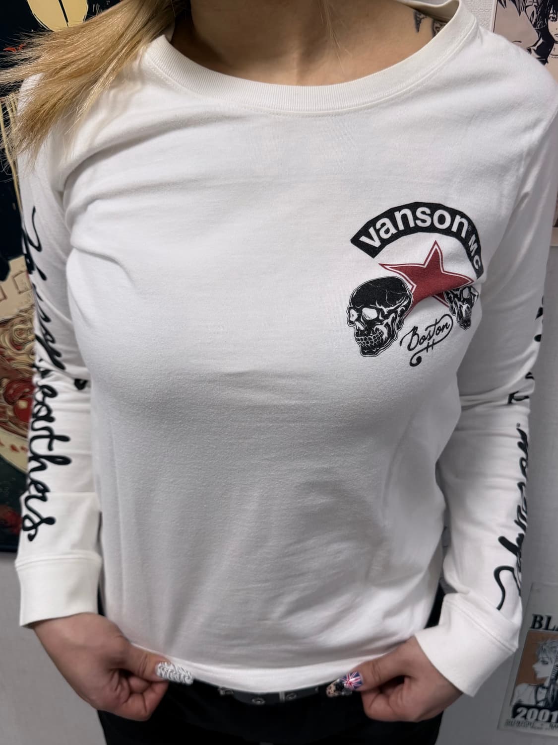 vanson 스컬 프린팅 화이트 롱슬리브 상품이미지5