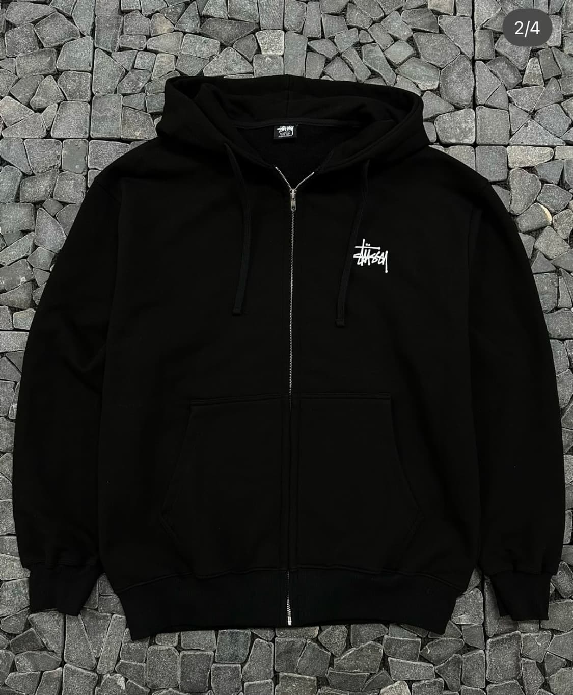 스투시 블랙 후드집업 M/L  상품이미지1