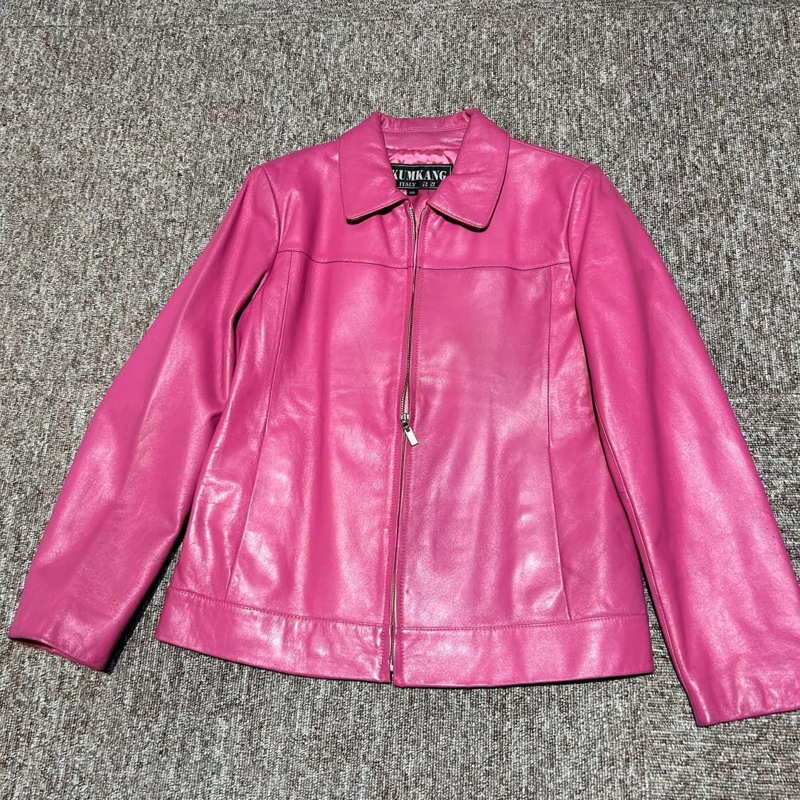 66) KUMMANG 금강 핑크색 양가죽 레더 자켓 상품이미지1