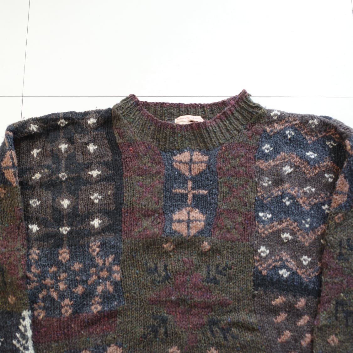 아디론닥 핸드메이드 패치워크 울 니트 M 상품이미지2