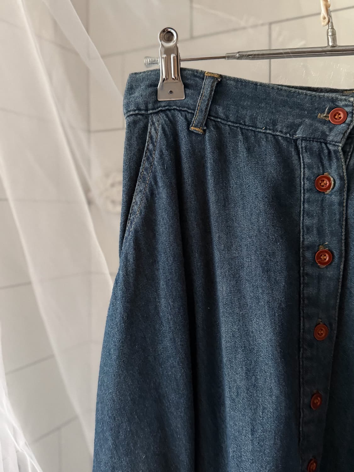 Fringe Patch Button Denim Skirt 0389 상품이미지5