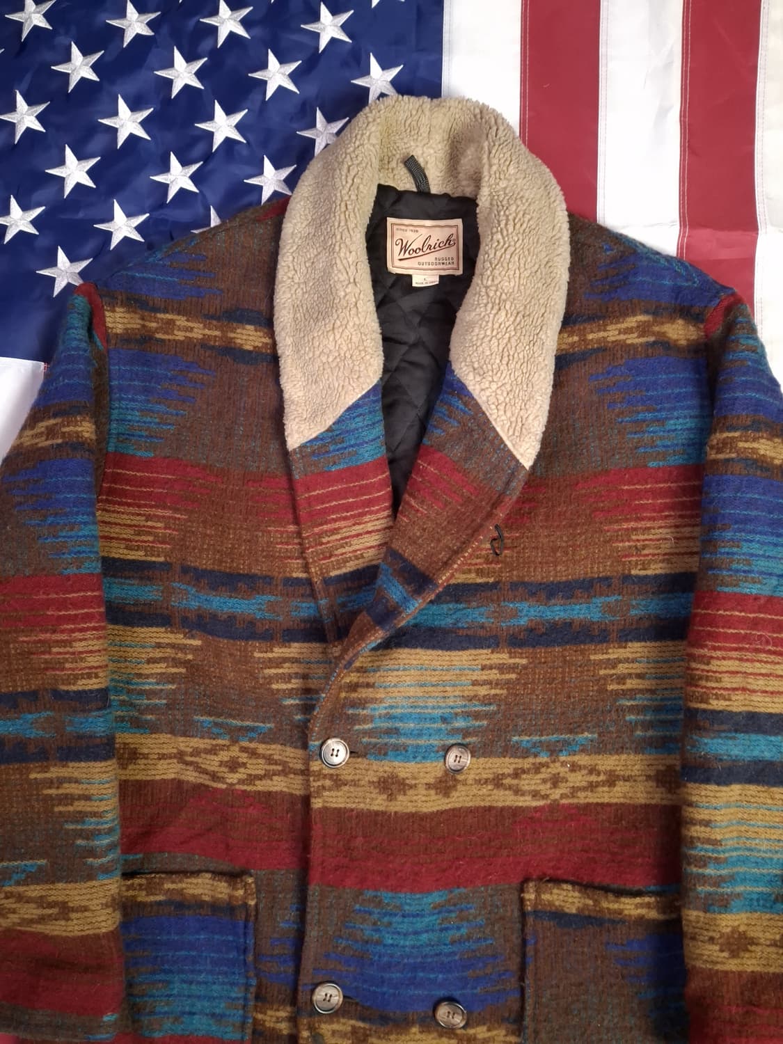 오리지날 90's 미국제조 울리치 나바호 양털카라 울코트 상품이미지2