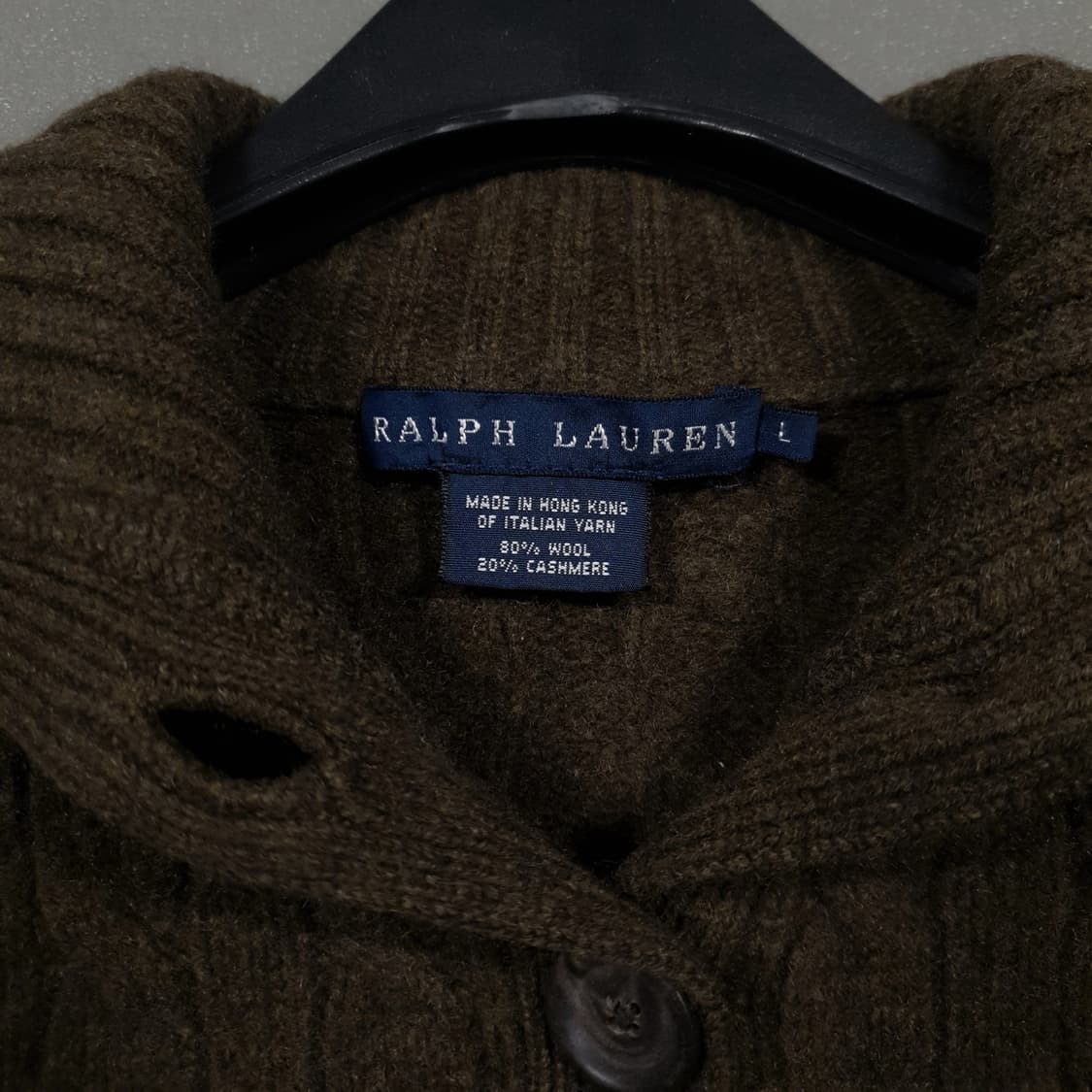 여성 S) 폴로 랄프로렌 울 캐시미어 케이블 니트 꽈배기 가디건 브라운 상품이미지4