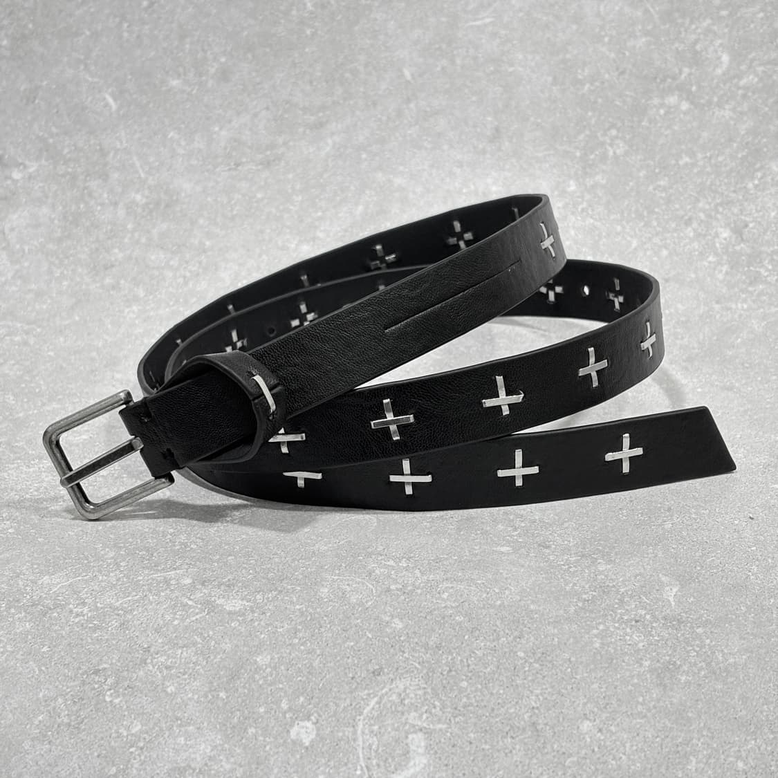 Oribell 크로스 스티치 락시크 슬림 가죽 롱 벨트 상품이미지3