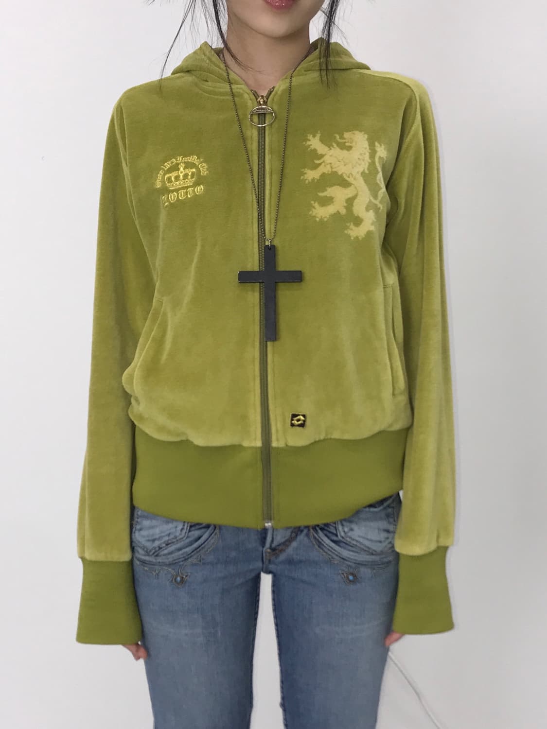LOTTO Velour Lime Hoodie zip up 상품이미지4