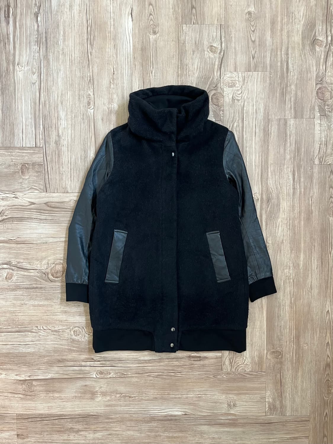 Gabardine K.T 셔링카라 램스킨 코트  상품이미지1
