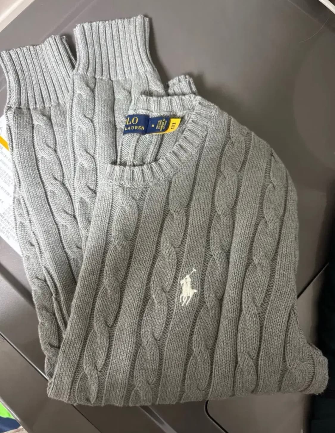 폴로 코튼 케이블니트 그레이 m 상품이미지1