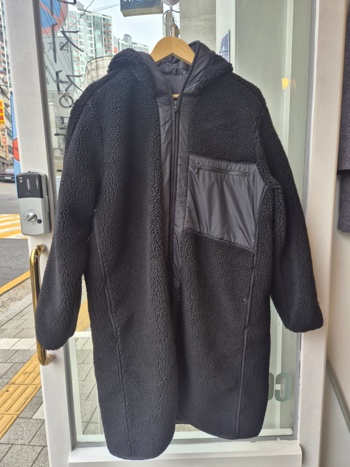 TNGT 블랙 롱 플리스 코트 105사이즈 상품이미지1