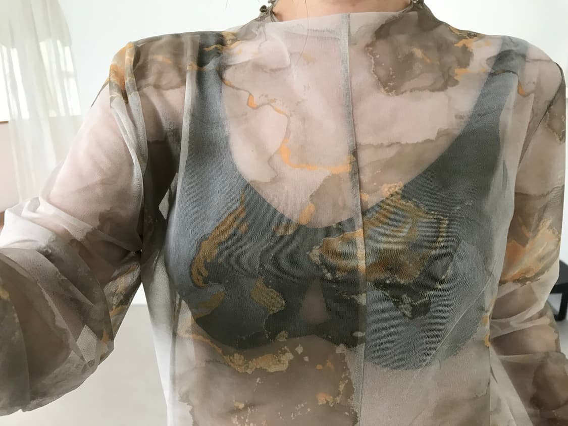 vintage pattern mesh top 상품이미지3