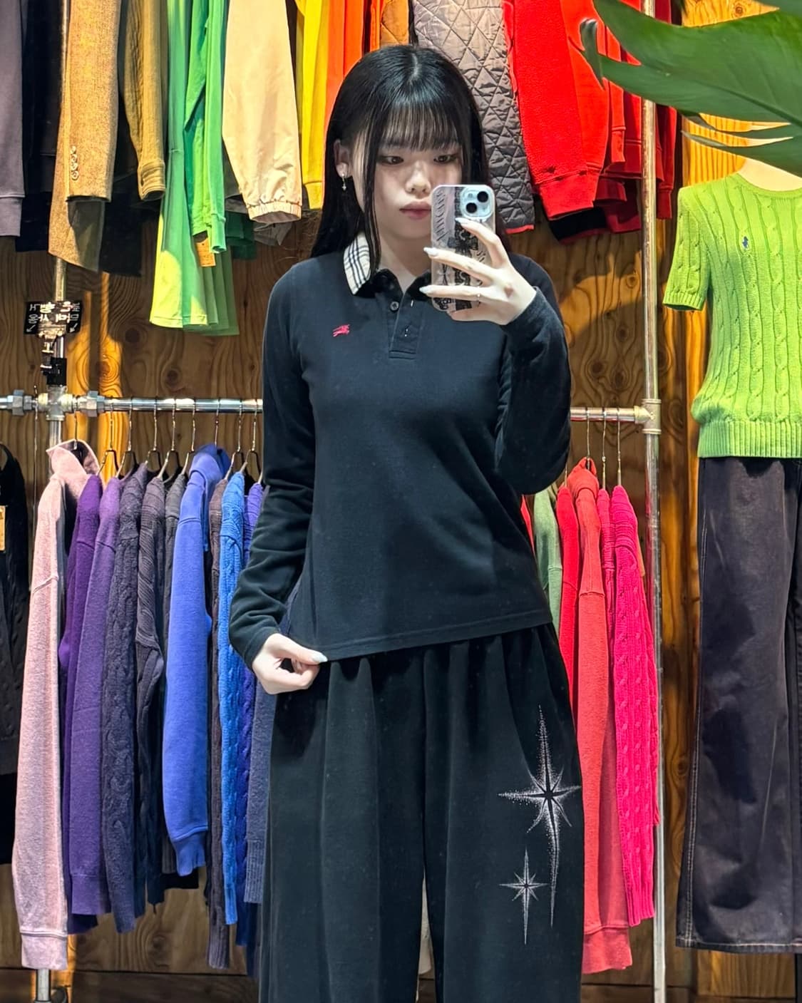 XS 버버리 심볼로고 노바체크 카라 롱슬리브 상품이미지1