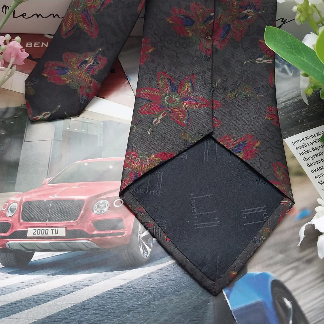 던힐 실크 다크그레이&브라운 아트 패턴 넥타이 9cm A+등급 K1456 상품이미지7