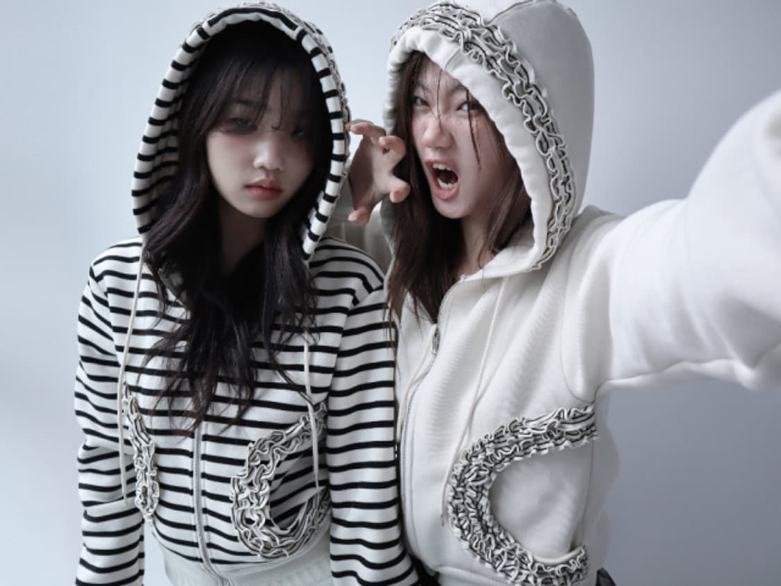 클라따 프릴후드집업 아이보리 상품이미지1