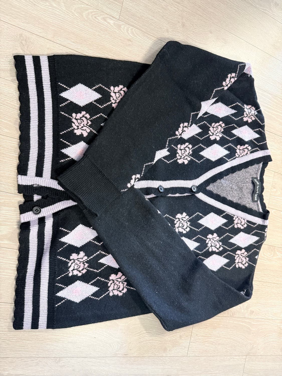 듀이하트듀이 아가일 스캘럽 울 니트 셋업 상품이미지5