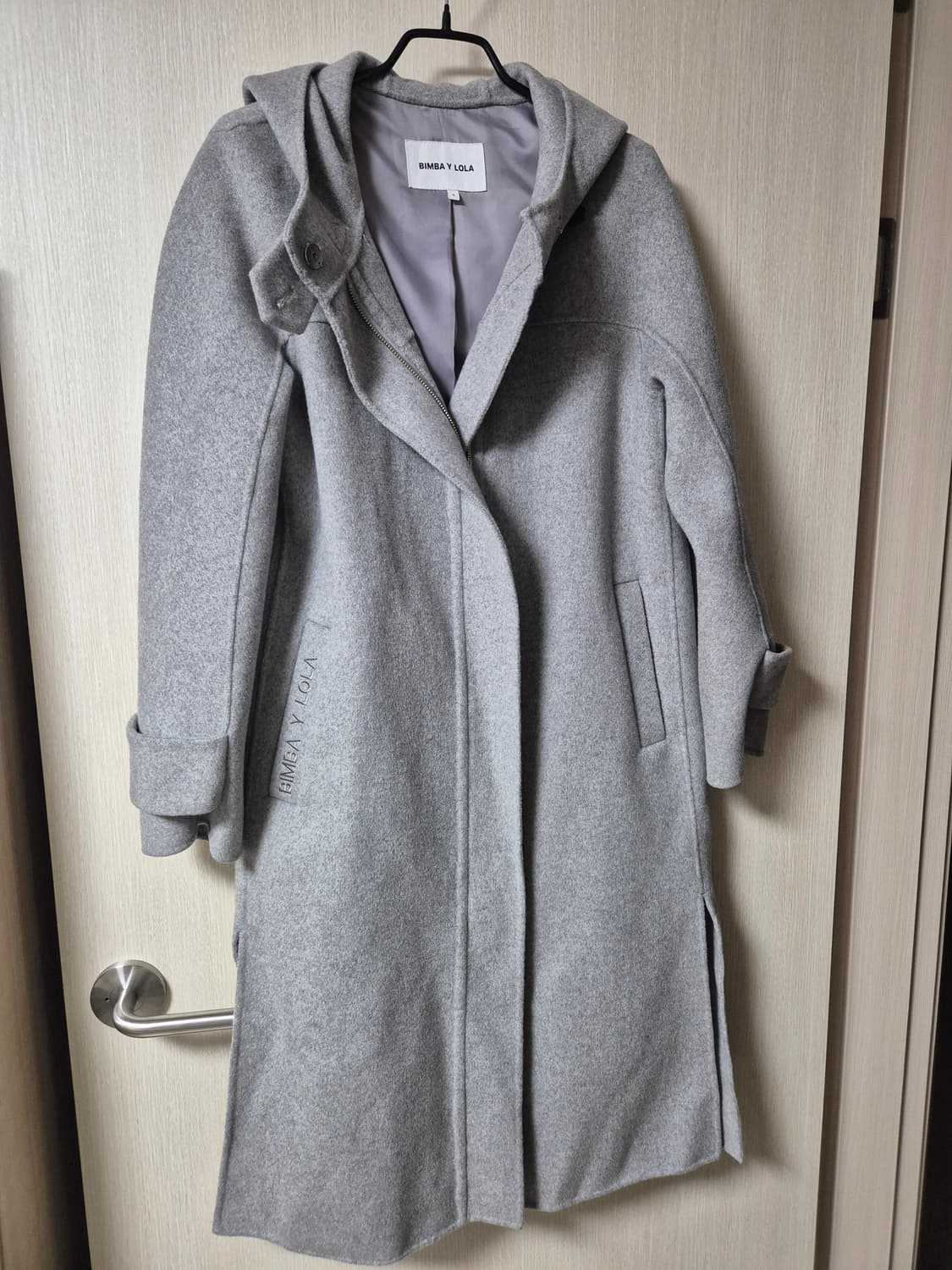 빔바이롤라 후드 롱 코트 그레이 울코트 S 상품이미지2