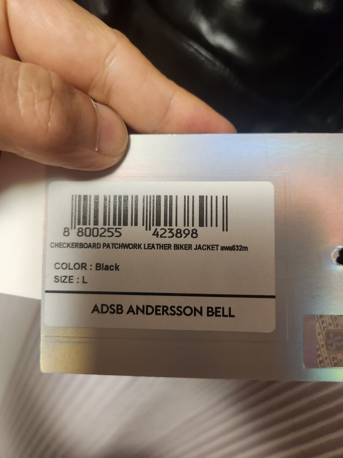앤더슨벨  체커보드 패치워크 레더 바이커  자켓  상품이미지9