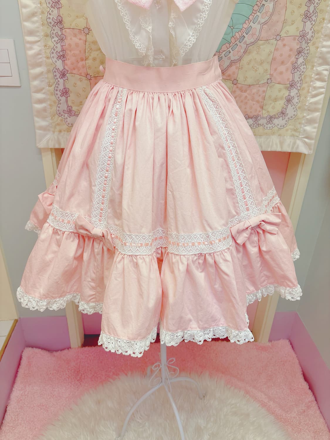Metamorphose 메타몰포제 로리타 핑크 리본 레이스 스커트 상품이미지1