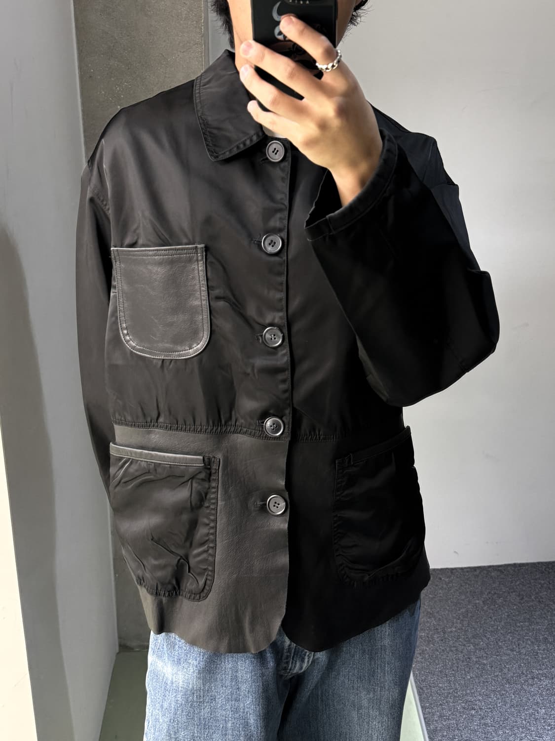 GGG 뿌르 옴므 90s 나일론 레더 자켓 상품이미지1