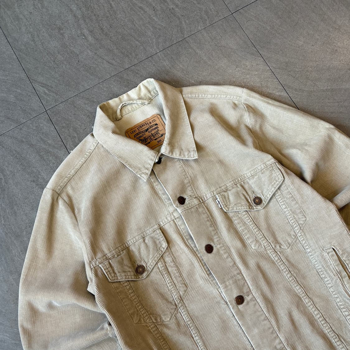 90s Levis 90년대 생산 리바이스 라이트 베이지 코듀로이 자켓  상품이미지2