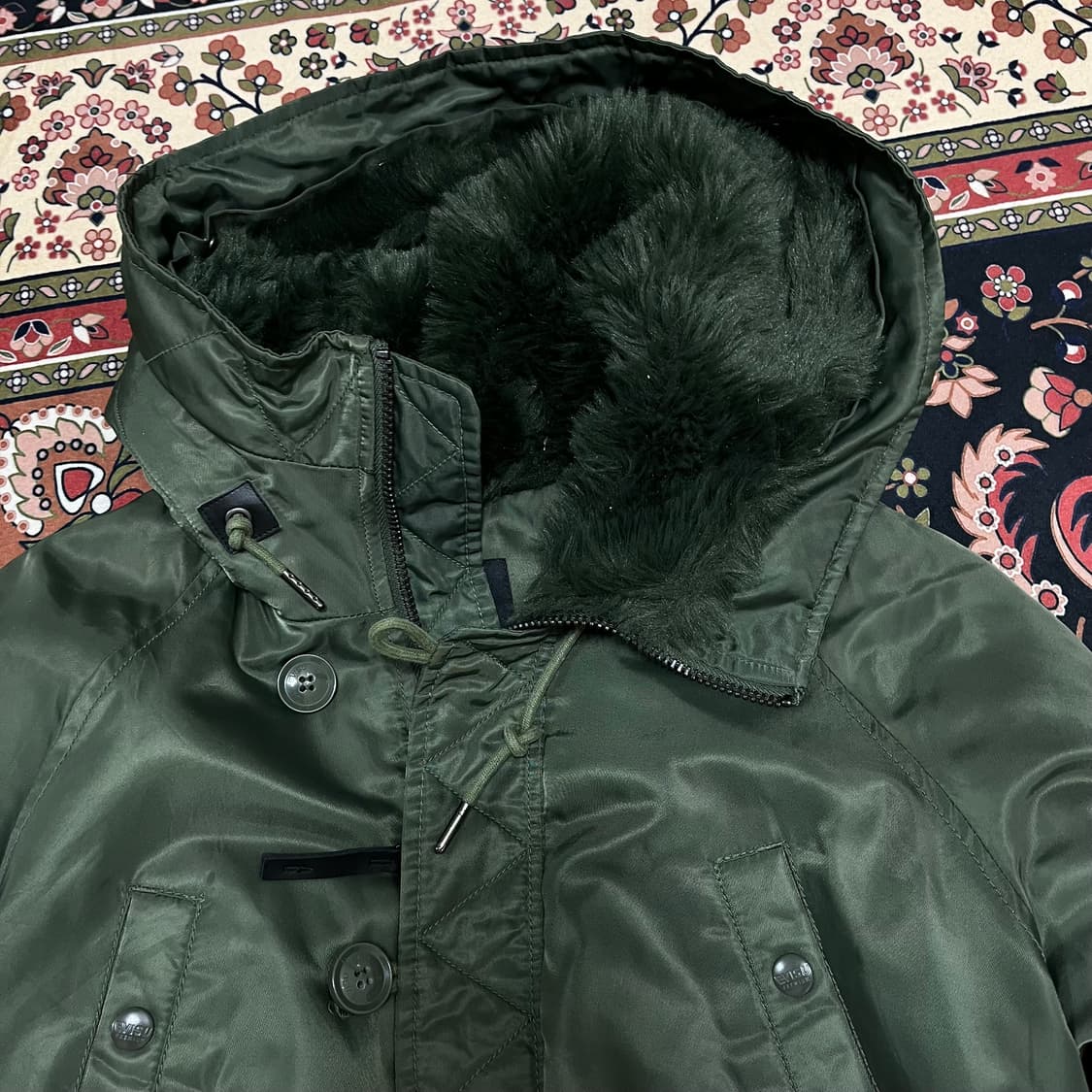 에비수 덕다운 야상 롱패딩 점퍼 카키 S/90 상품이미지2