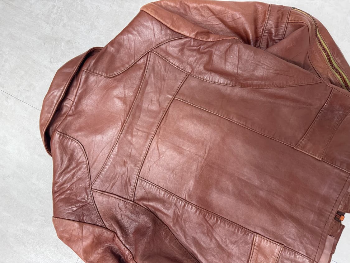 •Hongkong vintage 90s  리얼 레더 자켓 브라운 상품이미지6