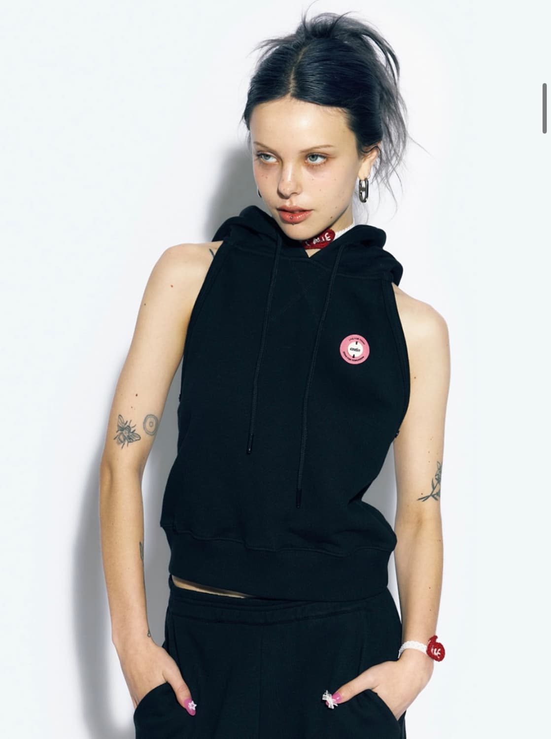 HALTERNECK HOODIE BOLERO BLACK SET 상품이미지1