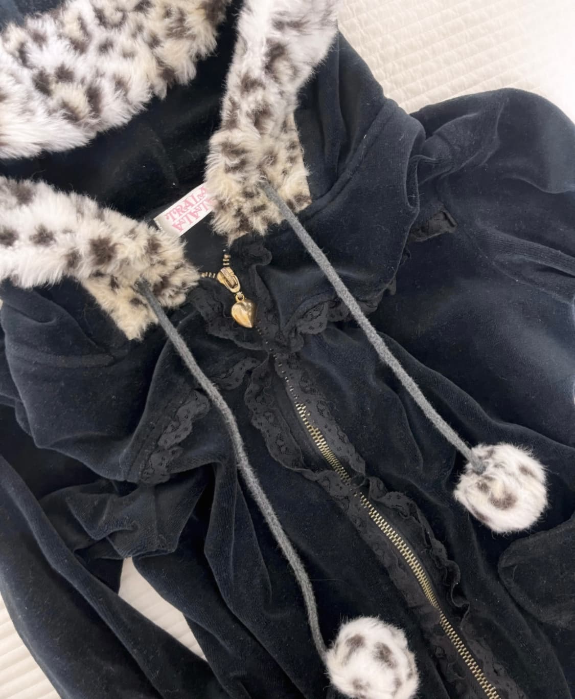 리즈리사 트랄라라 레오파드 퍼 폼폼이 후드집업 오네갸루 히메갸루 상품이미지3