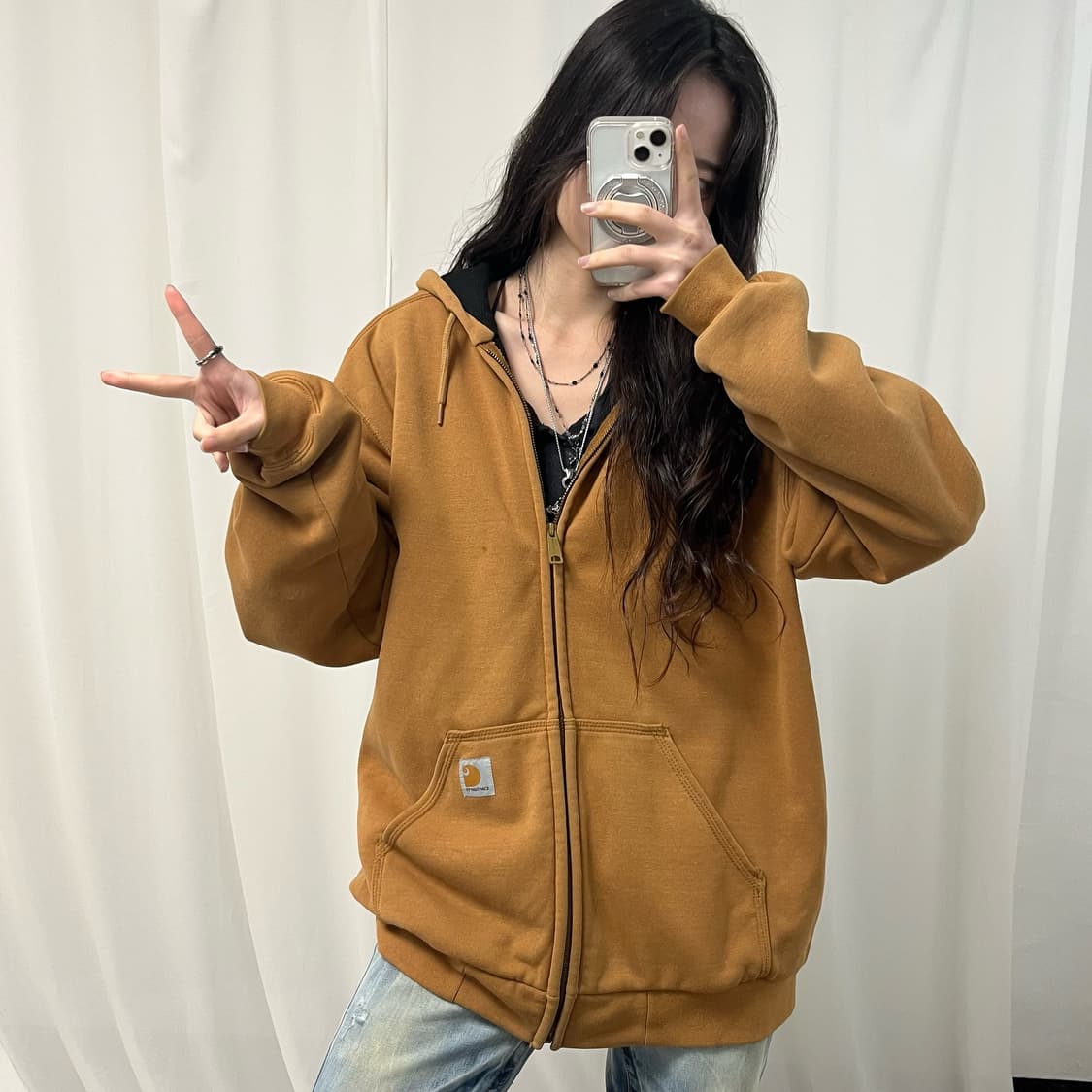 Carhartt Camel Thermal Hoodie Zip-up  상품이미지2