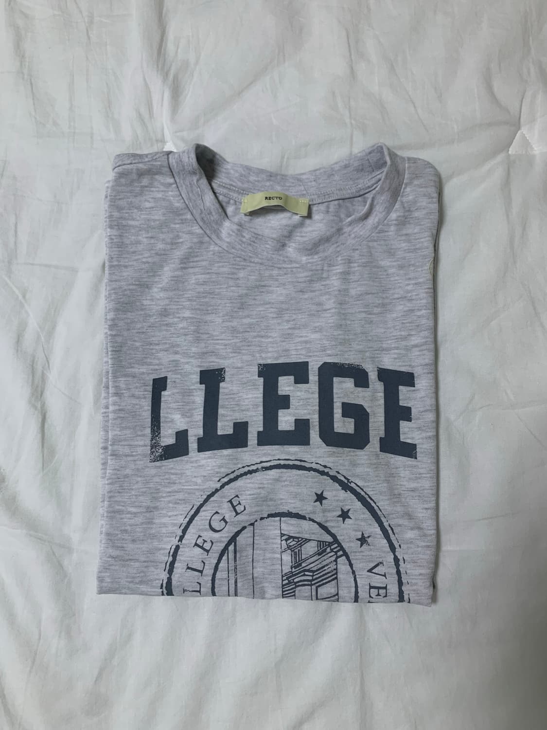 RECTO 렉토 LLEGE 로고 반팔 티셔츠 멜란지그레이 상품이미지2