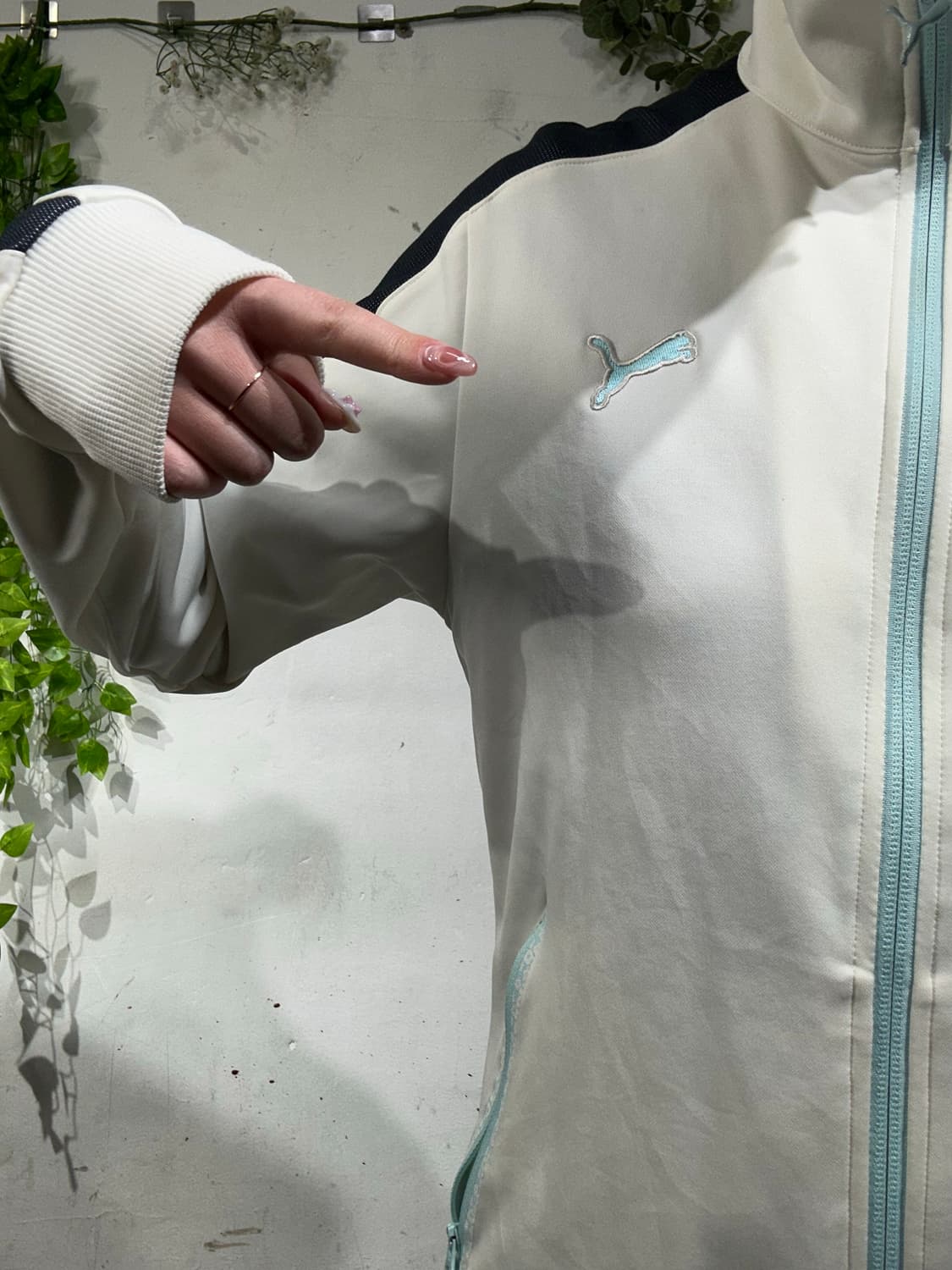 푸마 아이보리 블랙 사이드 라인 트랙탑 져지 L 상품이미지4