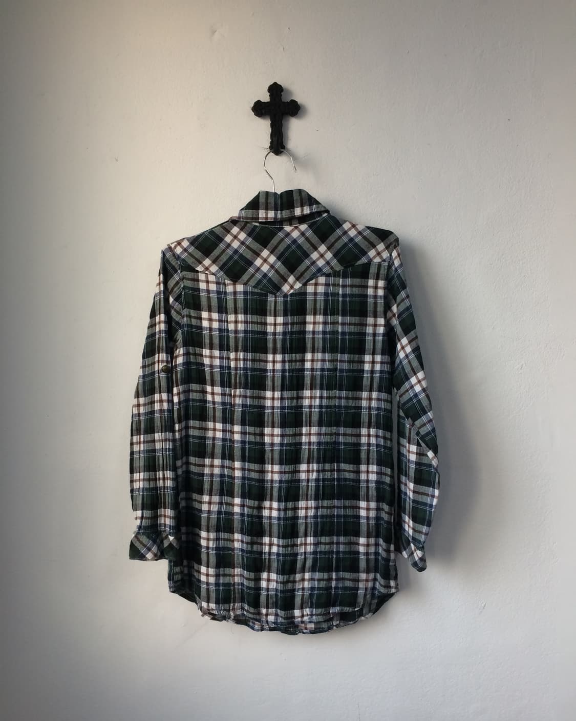 Button point check pattern shirt 상품이미지3