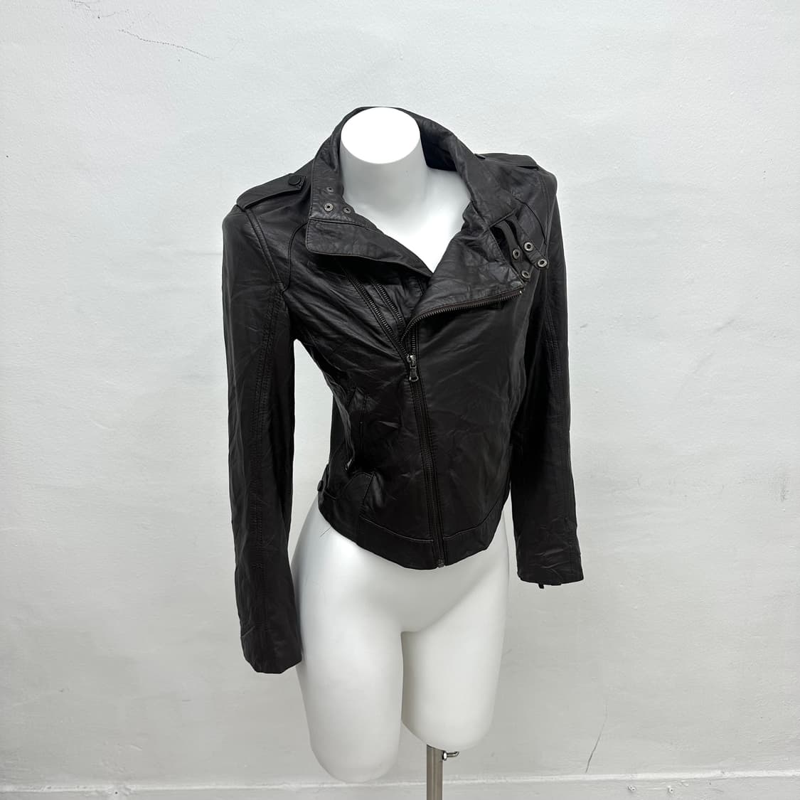 brown leather rider jacket 상품이미지2