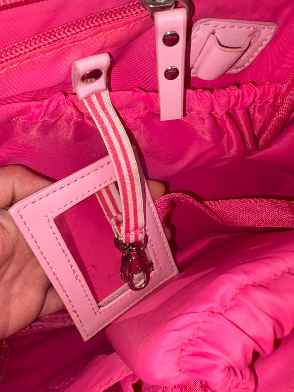 핑크 라이닝 리본 패턴 토트&크로스백  상품이미지4