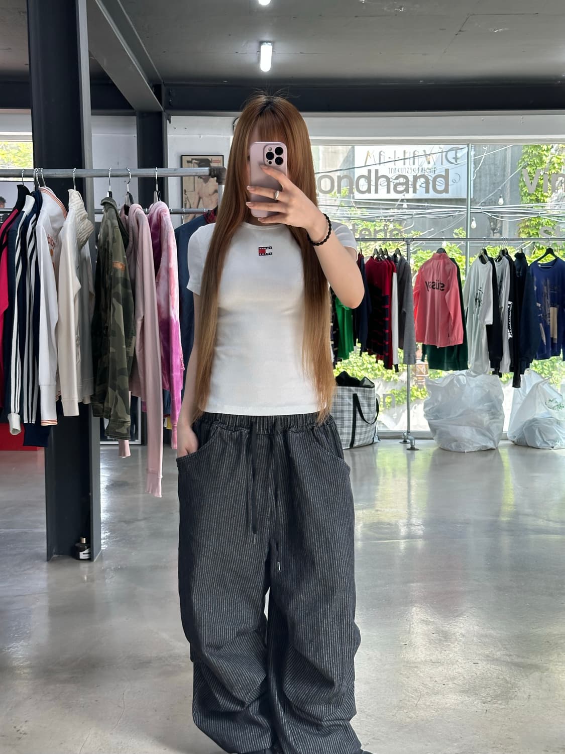 타미힐피거 진스 골지 반팔티셔츠 상품이미지3