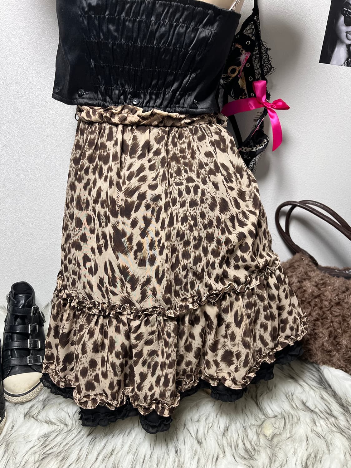 빈티지 갸루 호피 나시 원피스 탑 상품이미지7