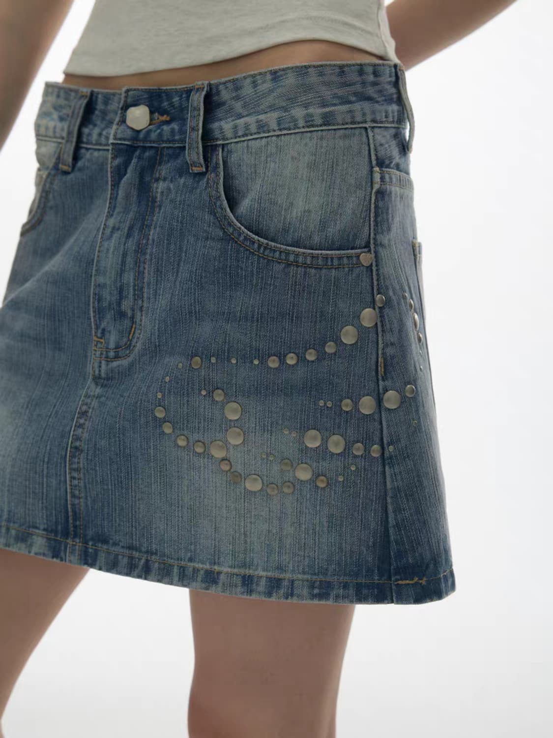 YaWhat 엔젤 워싱 데님 스커트  상품이미지1