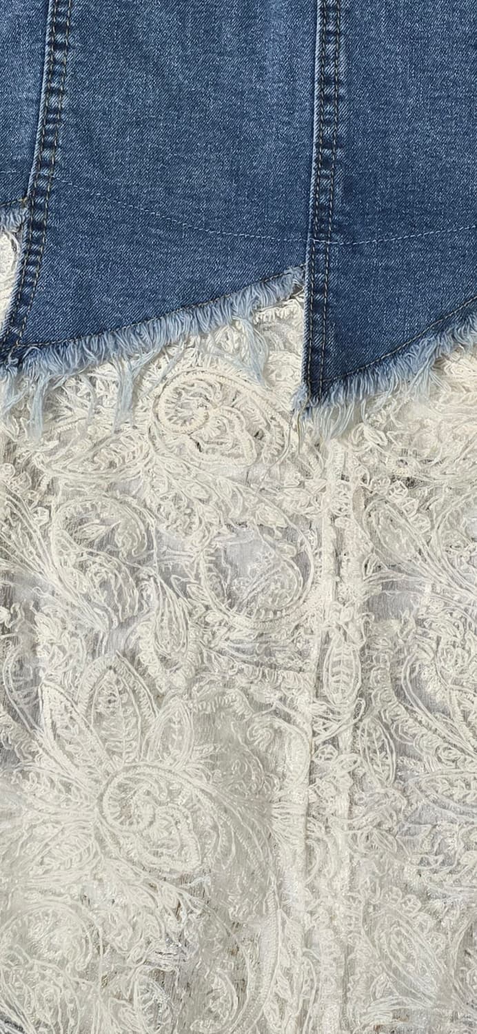 데님 레이스 롱 스커트 XL 상품이미지4