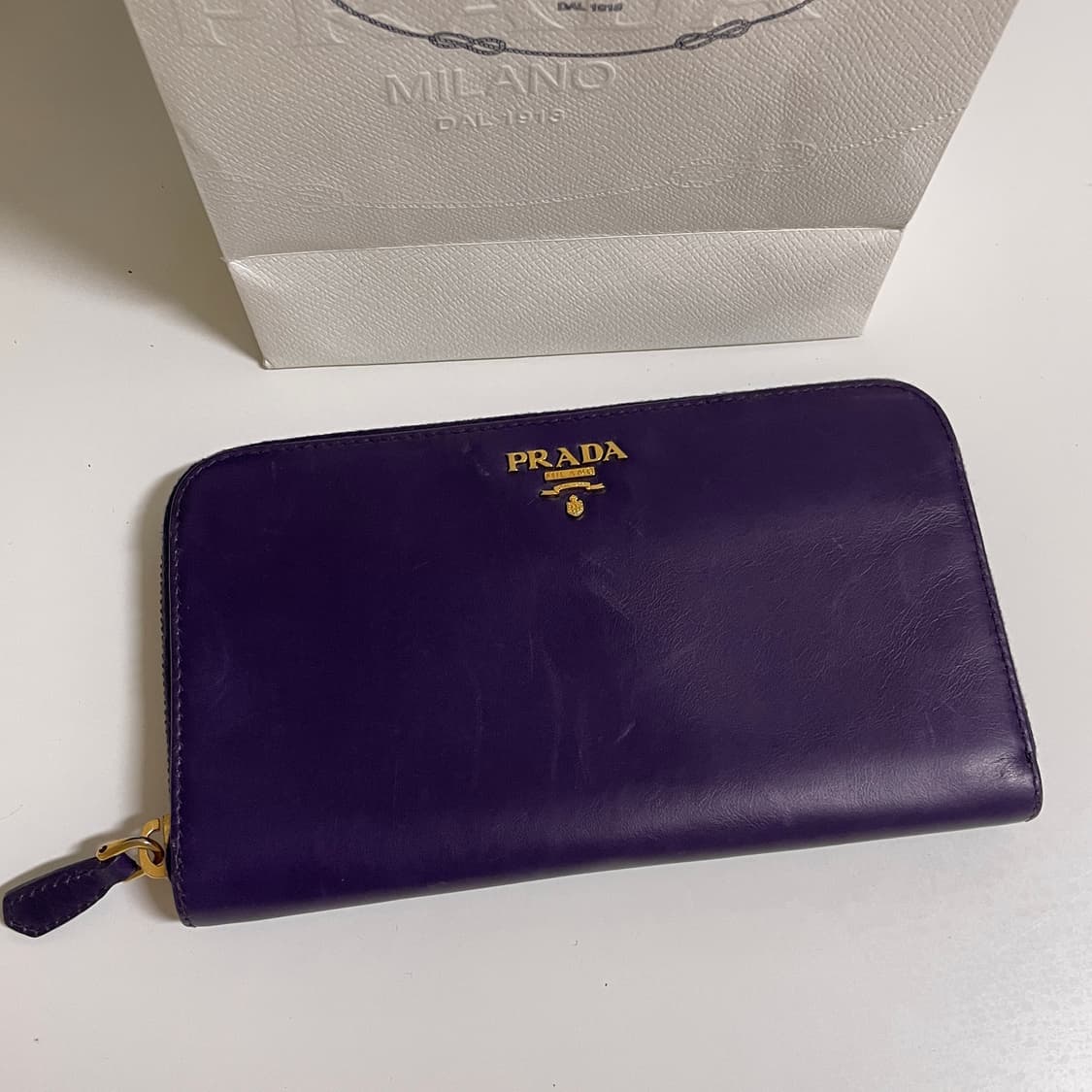 [정품/미사용] 프라다 빈티지 장지갑 퍼플 보라색 가지색 상품이미지1