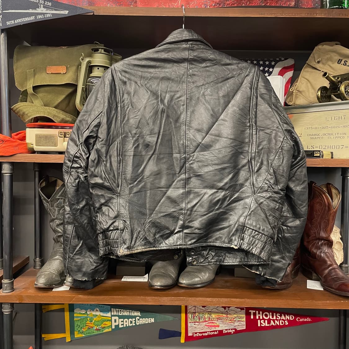 70s Taylor's USA 폴리스 가드 유니폼 헤비 레더 자켓 상품이미지2