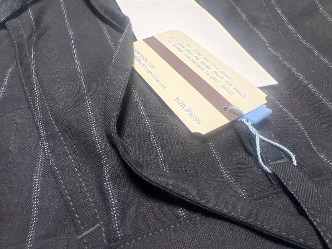 웨이비니스 딥원턱 슬랙스 차콜레드 스트라이프 상품이미지2