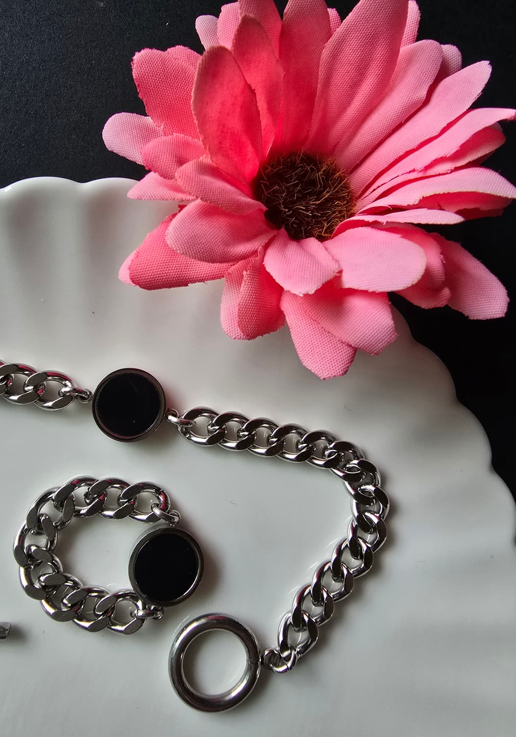 써지컬 스틸 오닉스 자개 양면  체인팔찌 상품이미지2