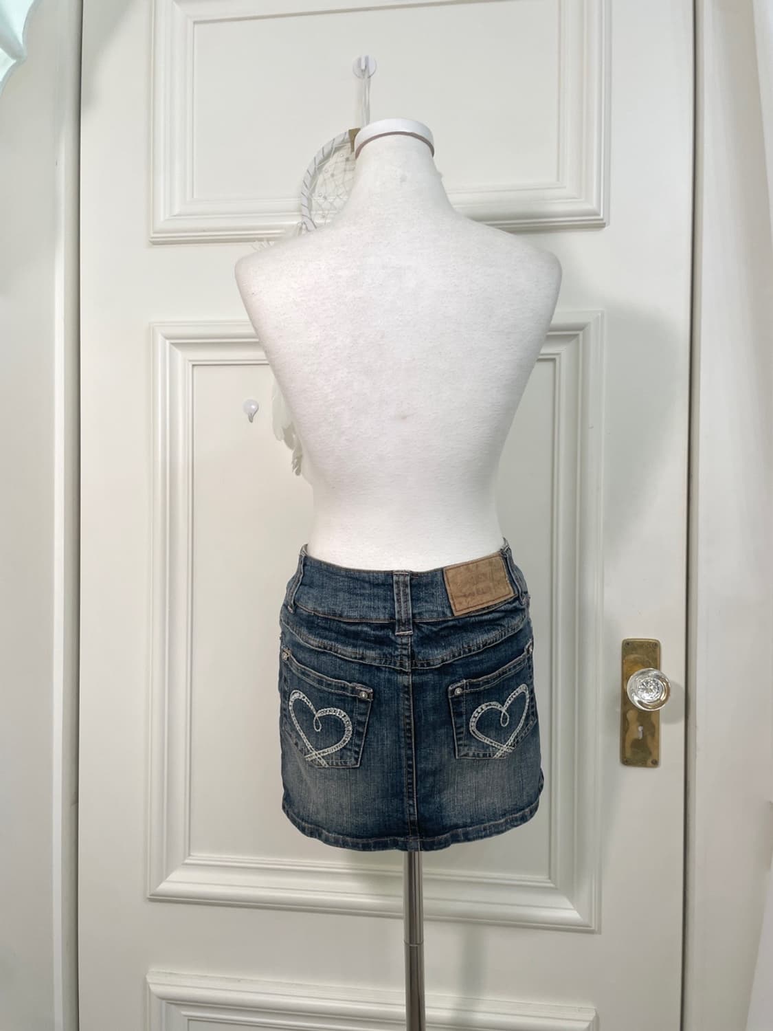 denim back heart cubic mini skirt 상품이미지1