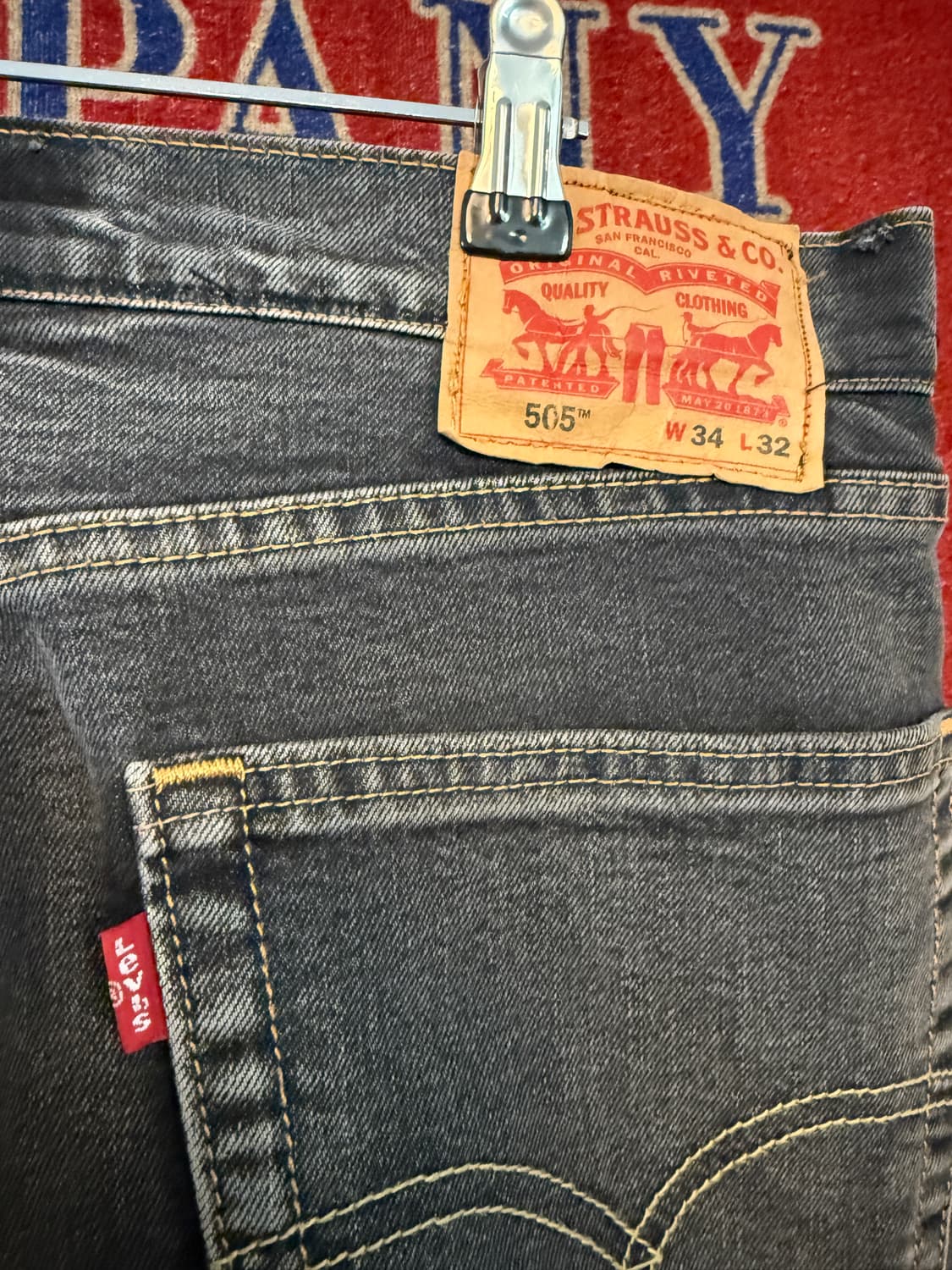 리바이스 505 흑청 34/32 옐로우스티치 상품이미지10