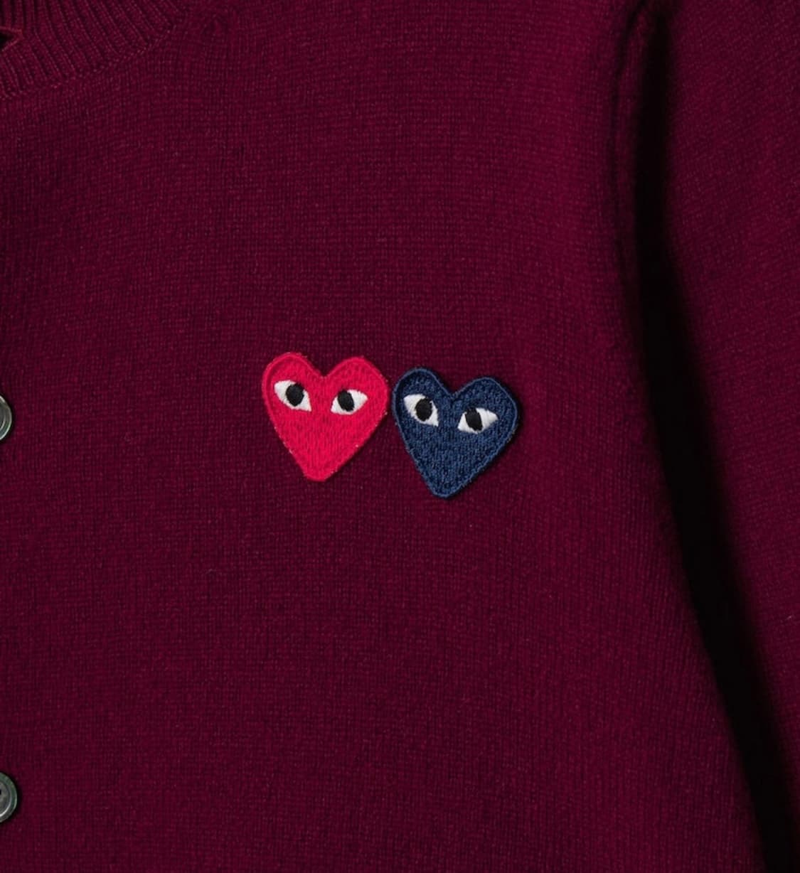 꼼데가르송 더블하트 가디건 버건디 상품이미지2