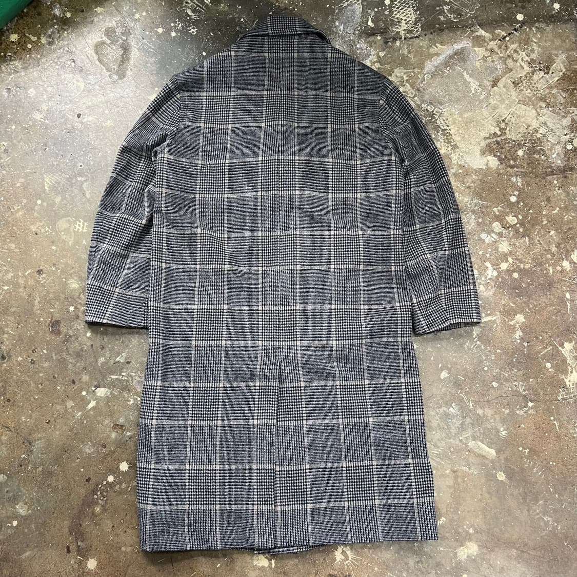 M) 플랙 오버핏 더블버튼 체크 울코트 상품이미지3