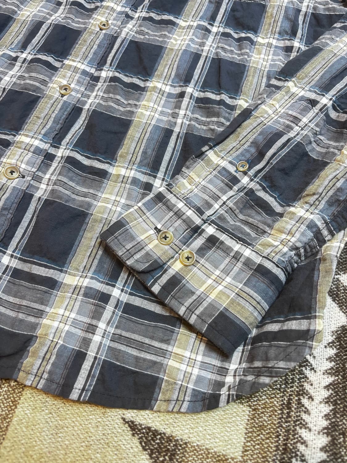 series 시리즈 면혼방 셔츠/네이비 체크 상품이미지4