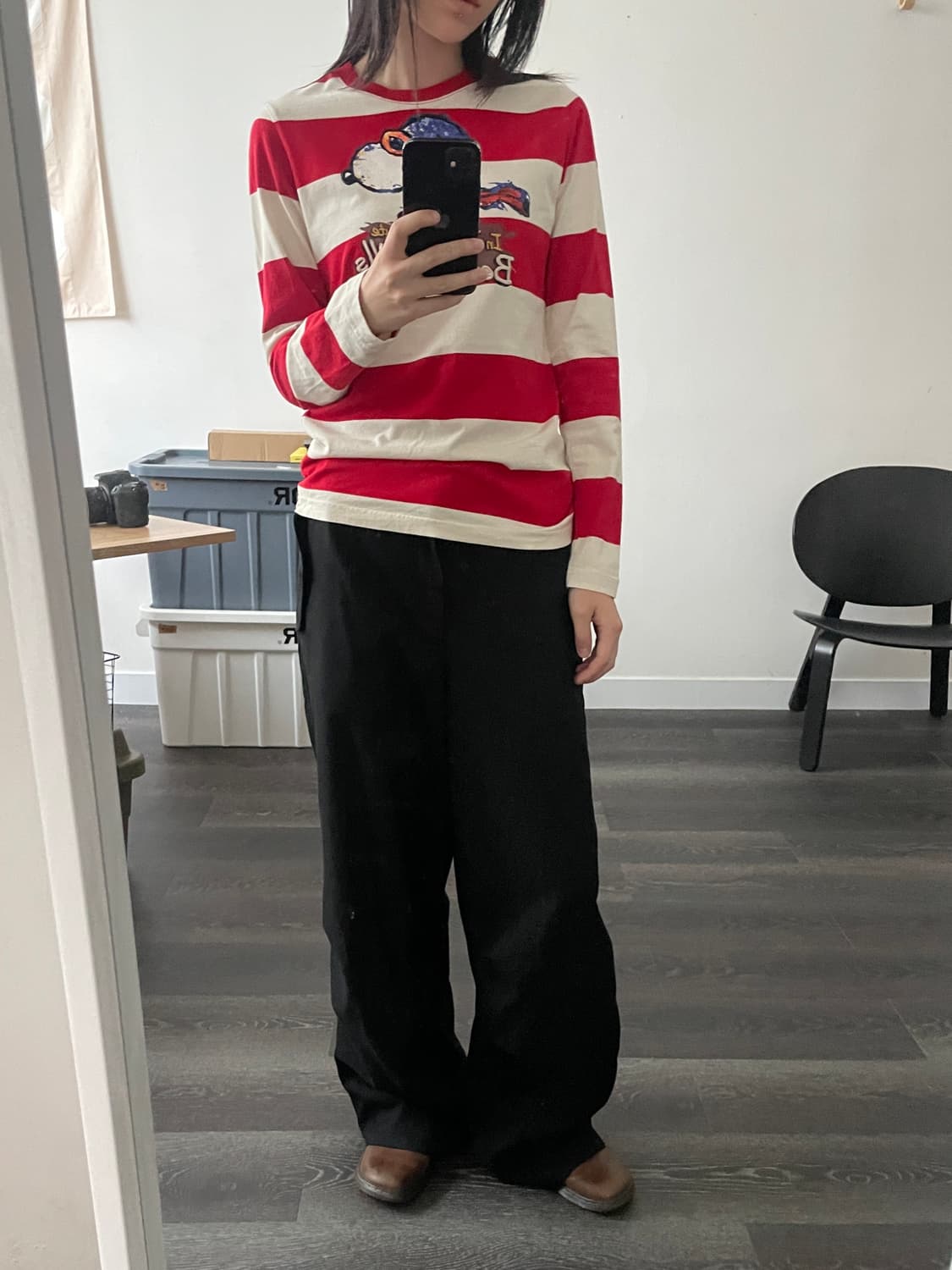  NII Snoopy stripe t shirt (착용컷) 상품이미지8