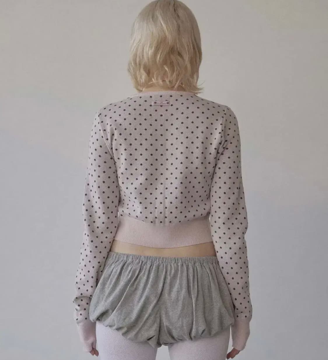 스컬프터 도트 가디건 핑크브라운 상품이미지4